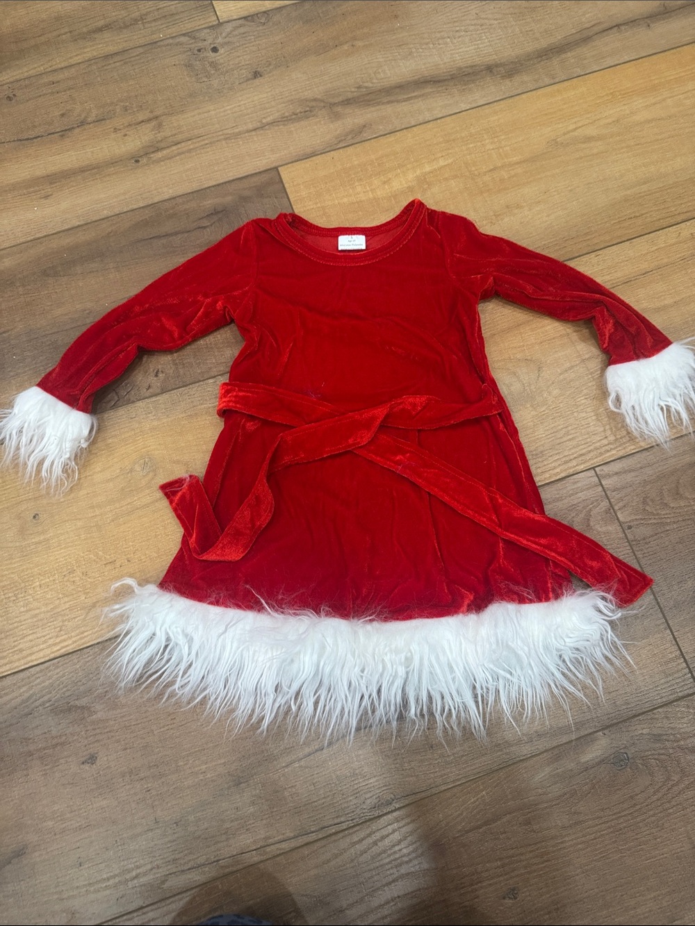 Red Velvet Holiday Dress Costume with Faux Fur Trim